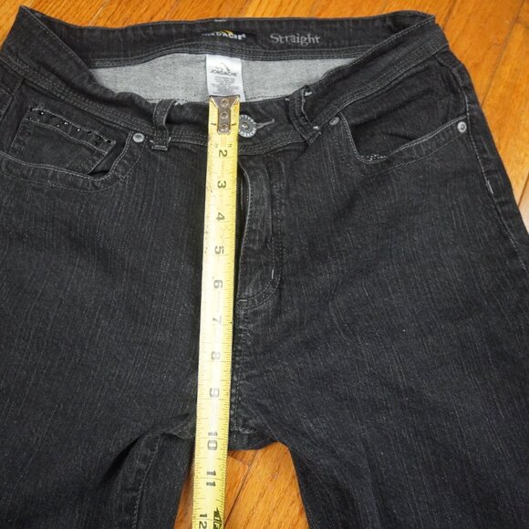 Jordache Jeans Womens 12 Black Straight Leg Mid Rise Embellished Pockets Stretch - Picture 6 of 9